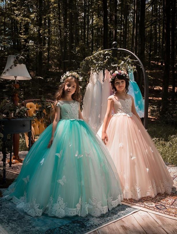 Savona flower girl dress with beaded neckline for wedding - Mia Bambina Boutique