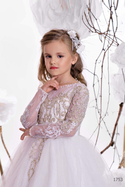 Girls Sparkly Soft Tulle Dress with Sleeves