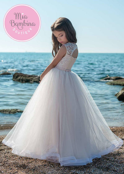 Summer Wedding Flower Girl Dress with a Keyhole Back - Mia Bambina Boutique