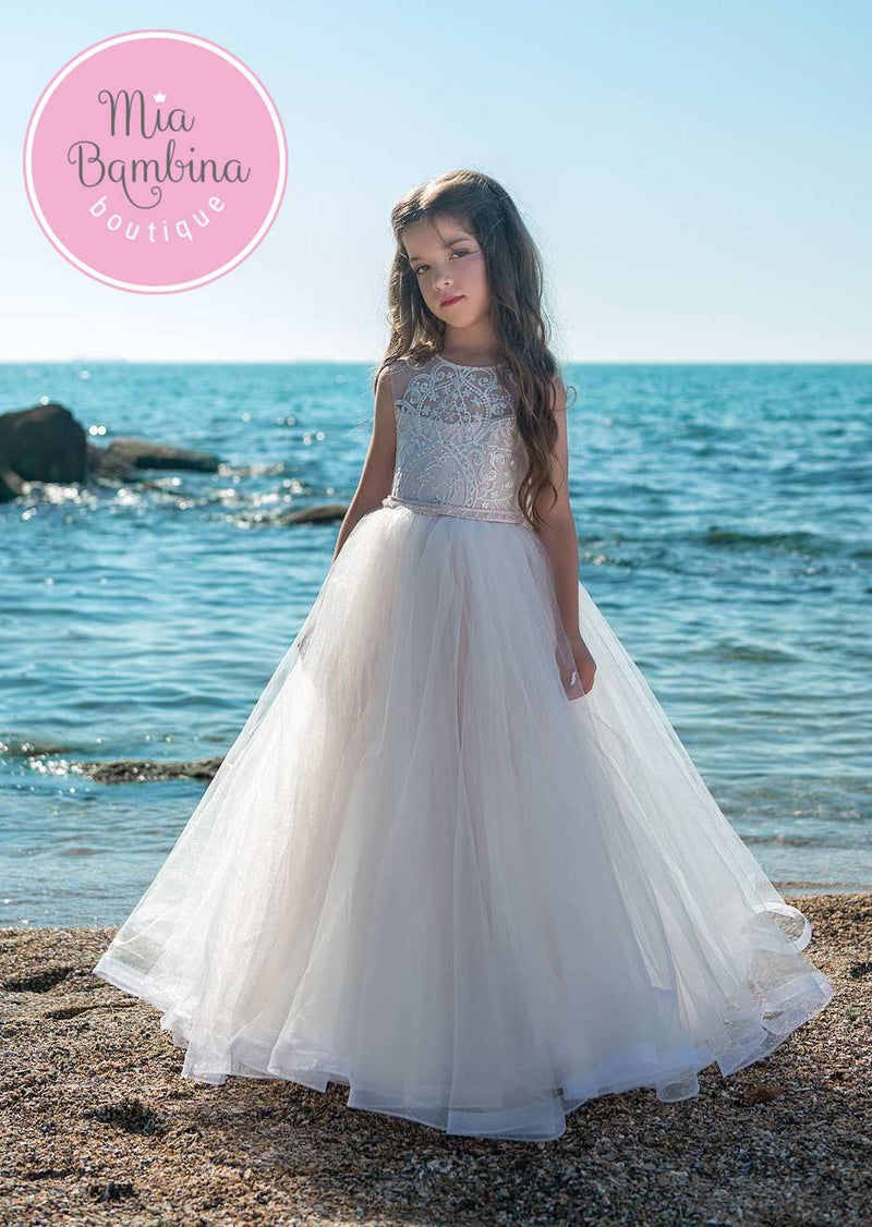 Summer Wedding Flower Girl Dress with a Keyhole Back - Mia Bambina Boutique
