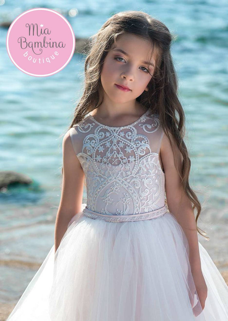 Summer Wedding Flower Girl Dress with a Keyhole Back - Mia Bambina Boutique