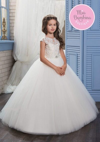 Sara Dresses Maya Communion Girls Dress - Cloudy White for Special Occasion Birthday Wedding Party Pageant Christmas Holiday Easter