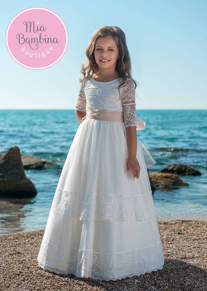 Wonderful First Communion Dress with Lace Sleeves Wonderful First Communion Dress with Lace Sleeves