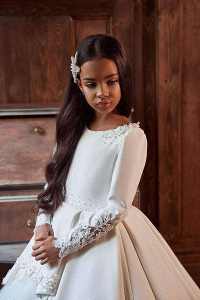 Zarina Communion dress with long sleeves - Mia Bambina Boutique