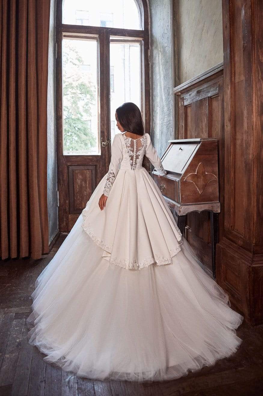 communion dresses on long island Zarina Dress with Sleeves in silk Crepe Women's Wide US Size:13W satin and tulle Women's Sale | Discounted YGroup_11403